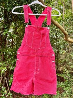 No Boundaries Red Denim Short Overalls - Size Small